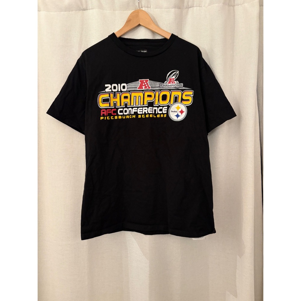 NFL Team Apparel Pittsburgh Steelers 2010 AFC Champions Shirt Black Mens Medium